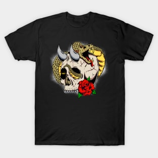 Snake skull roses T-Shirt